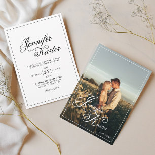Classic Elegant Square Border Photo Wedding Invitation