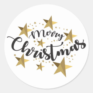 Classic Elegant Stylish Modern Merry Christmas. Classic Round Sticker