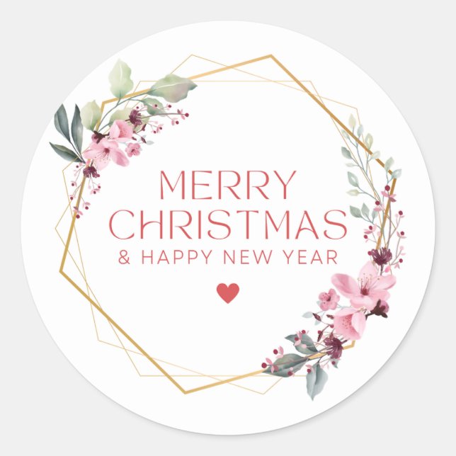 Classic Elegant Stylish Modern Merry Christmas. Classic Round Sticker (Front)
