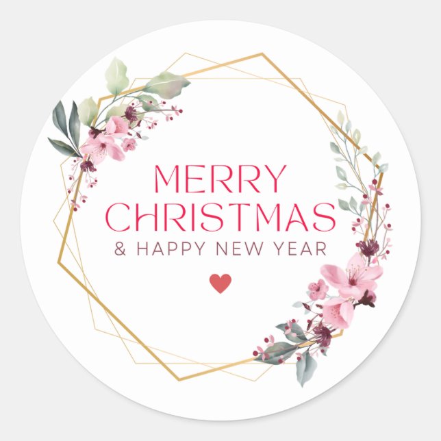 Classic Elegant Stylish Modern Merry Christmas. Classic Round Sticker (Front)