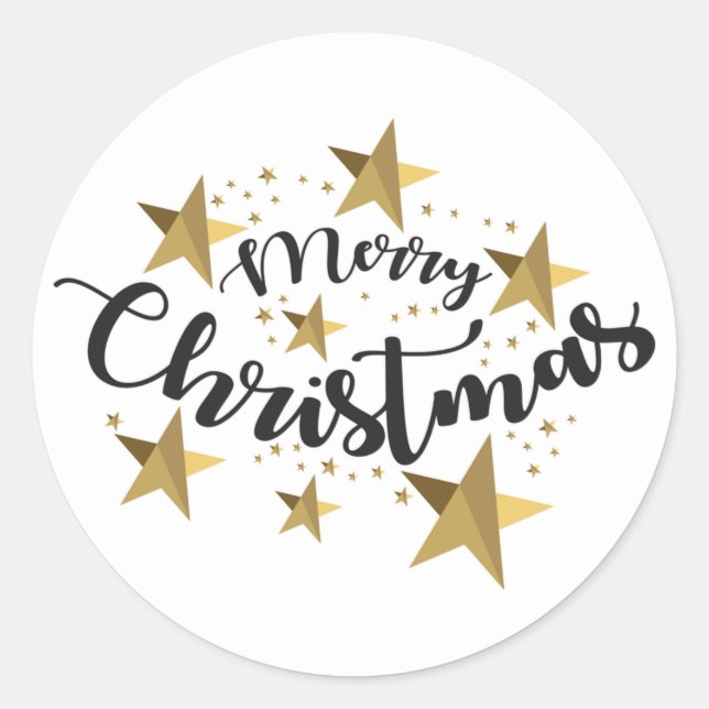 Classic Elegant Stylish Modern Merry Christmas. Round Sticker (Front)