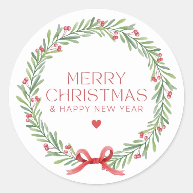 Classic Elegant Stylish Modern Merry Christmas. Round Sticker (Front)