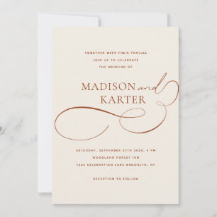 Classic Elegant Terracotta Infinity And Wedding Invitation