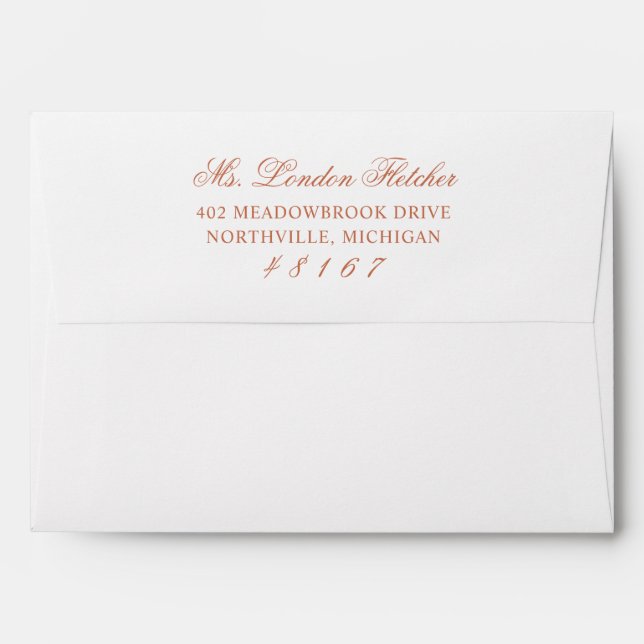 Classic Elegant Terracotta Orange Wedding Mailing Envelope (Back (Top Flap))