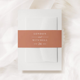 Classic Elegant Terracotta Orange Wedding Monogram Invitation Belly Band
