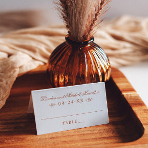 Classic Elegant Terracotta Orange Wedding Monogram Place Card