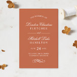 Classic Elegant Terracotta Orange Wedding Programs<br><div class="desc">Formal terracotta orange wedding ceremony program design features beautiful typography that combines a traditional flourished calligraphy script with classic block lettering. Includes a decorative scroll design accent. The custom text can be fully personalised for your wedding day. Note, these folded sheet programs arrive flat and require a centre fold. Please...</div>