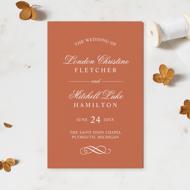 Classic Elegant Terracotta Orange Wedding Programs (Creator Uploaded)