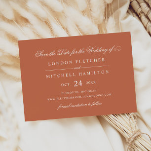 Classic Elegant Terracotta Orange Wedding Save The Date