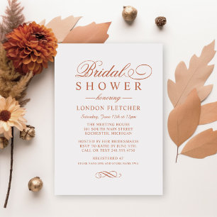 Classic Elegant Terracotta Wedding Bridal Shower Invitation