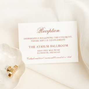 Classic Elegant Terracotta Wedding Reception Enclosure Card