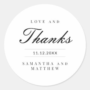 Classic Elegant Thank You Wedding Round Sticker