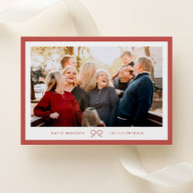 Classic Elegant Tiny Red Bow Holiday Photo