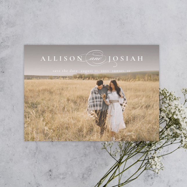 Classic Elegant Typography Names Photo Wedding Save The Date (Creator Uploaded)