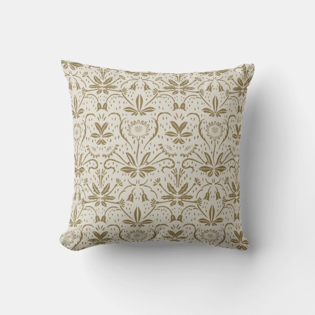 Classic Elegant Vintage Beige Floral Pattern Cushion (Front)
