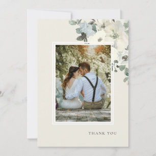 Classic Elegant Vintage Cream Floral Wedding Thank You Card