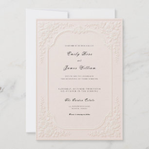 Classic Elegant Vintage Floral Embossed Wedding In Invitation