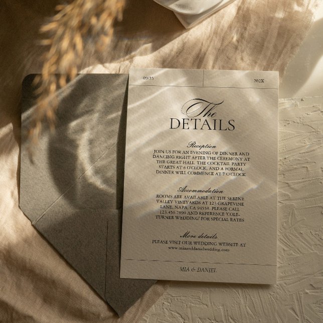 Classic Elegant Vintage Label Wedding Details Enclosure Card (Creator Uploaded)