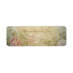 Classic Elegant Vintage Pink Roses Return Address Label