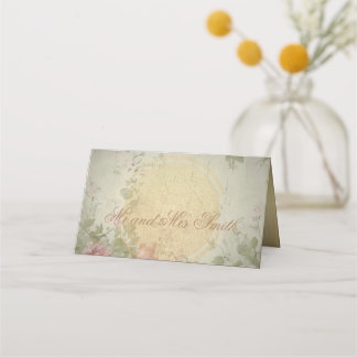 Classic Elegant Vintage Pink Roses Watercolor  Place Card