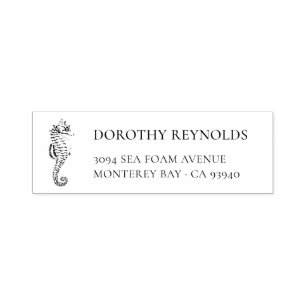 Classic Elegant Vintage Seahorse Return Address Self-inking Stamp