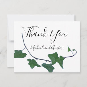 Classic Elegant watercolor Green English Ivy Thank You Card