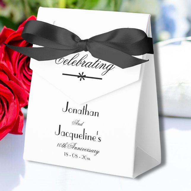 Classic Elegant Wedding Anniversary Custom White Favour Box (For a Classic Elegant Wedding Anniversary - Personalized White and Black Favor Box.)