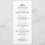 Classic Elegant Wedding Dinner Menu<br><div class="desc">This classic wedding dinner menu card is perfect for a simple wedding. The modern romantic design features minimalistic black typography on a white background paired with rustic yet elegant calligraphy with a vintage hand-lettered style. Customisable in any colour. You can keep the design simple and elegant, as is, or personalise...</div>