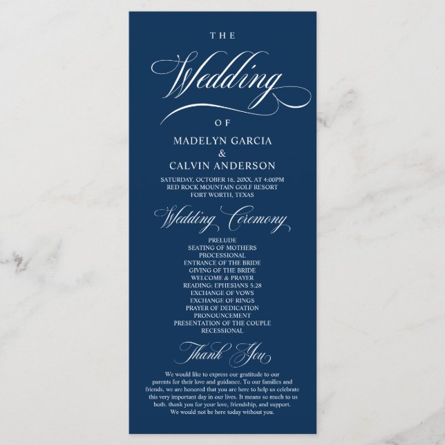 Classic Elegant Wedding Foldable Program (Front)
