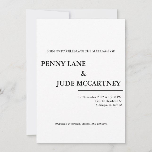 Classic Elegant Wedding Invitation (Front)