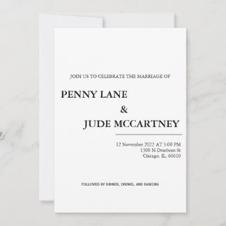 Classic Elegant Wedding Invitation