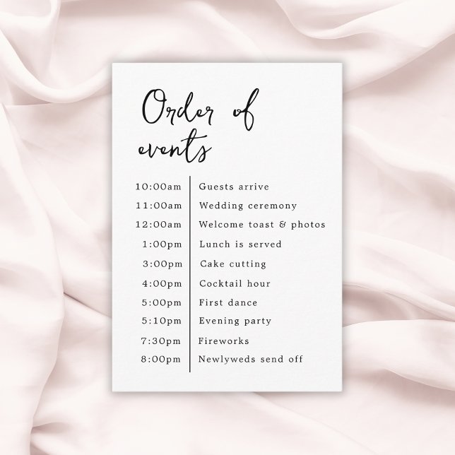 Classic Elegant Wedding Order Of Events Enclosure Card (Classic Elegant Wedding Order Of Events Enclosure Card
)