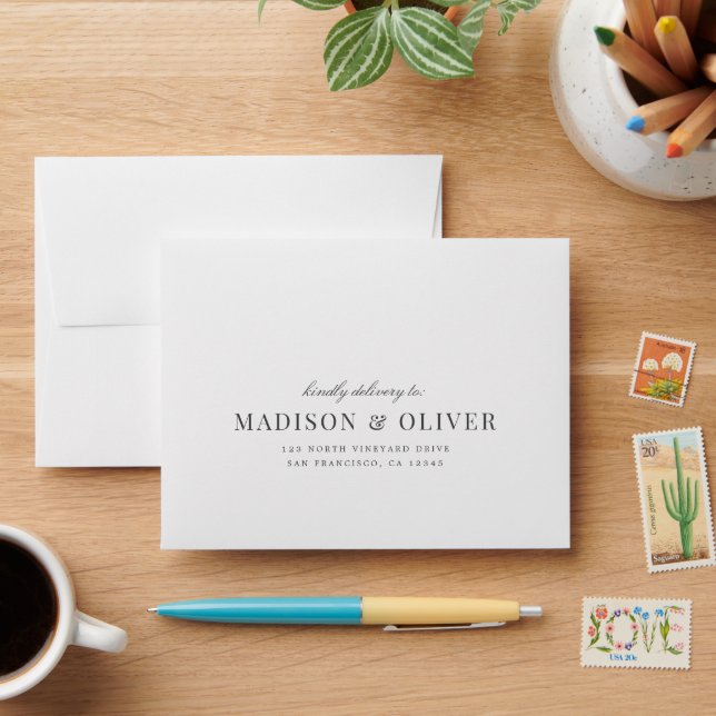 Classic & Elegant Wedding RSVP Reply Envelope (Desk)