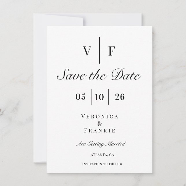 Classic Elegant Wedding Save the Date (Front)