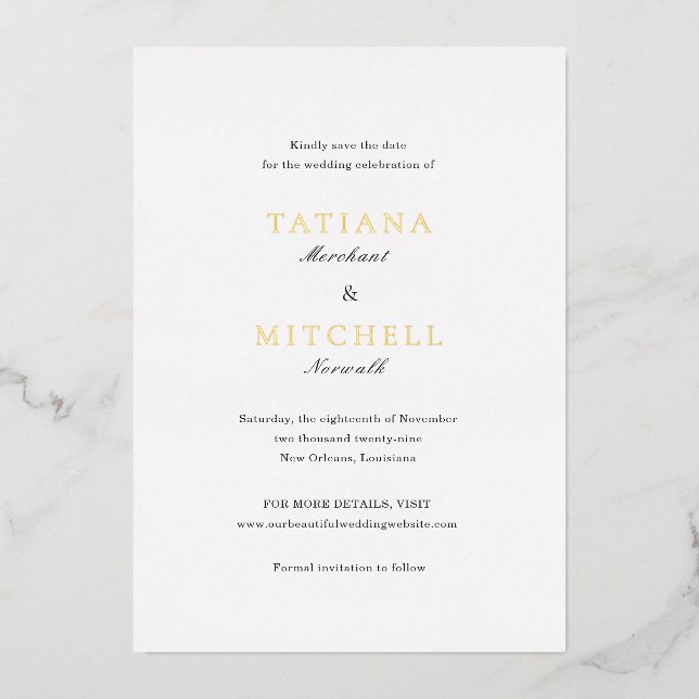 Classic Elegant Wedding Save the Date (Front)