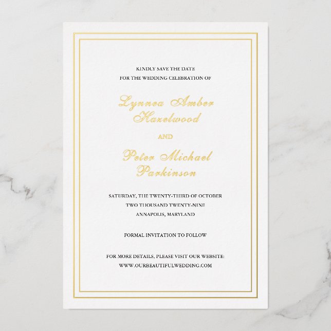 Classic Elegant Wedding Save the Date (Front)