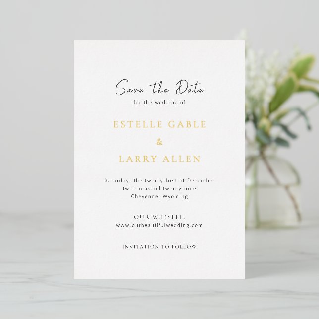 Classic Elegant Wedding Save the Date (Standing Front)