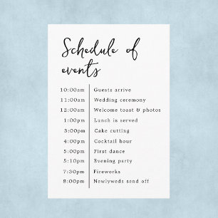 Classic Elegant Wedding Schedule Of Events Enclosure Card