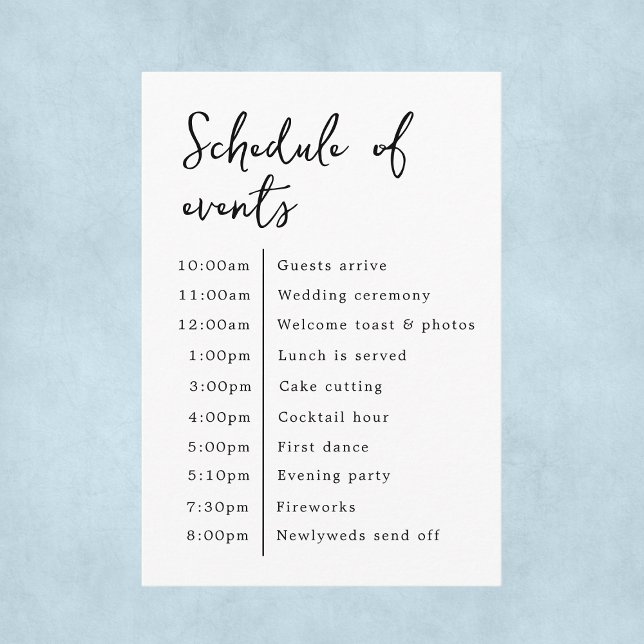 Classic Elegant Wedding Schedule Of Events Enclosure Card (Classic Elegant Wedding Schedule Of Events Enclosure Card
)