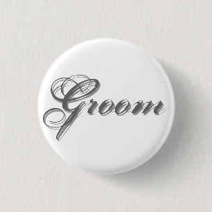 Classic, elegant white and grey groom button