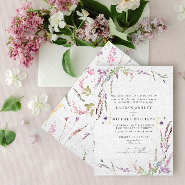 Classic Elegant Wildflower Watercolor Formal Invitation (Creator Uploaded)