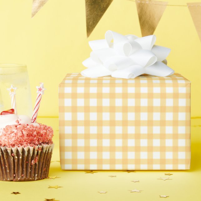 Classic Elegant Yellow Gingham Pattern Wrapping Paper (Birthday Party)