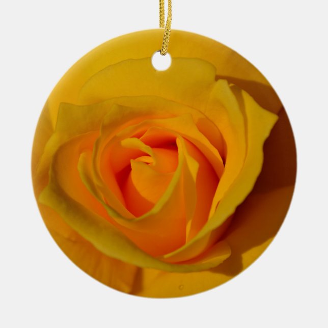 Classic elegant yellow rose ceramic ornament (Front)