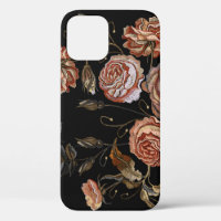 Classic embroidery vintage buds of roses pattern