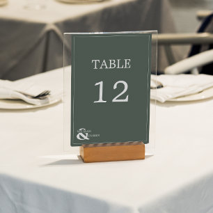 Classic Emerald Green Border & Names Wedding Table Number