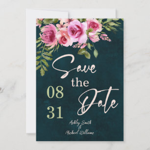 Classic Emerald Green Dark Moody Save the Date Invitation