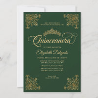 Classic Emerald Green Gold Frame Tiara Quinceanera