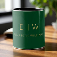 Classic Emerald Green Gold Minimalist Monogram
