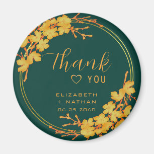 Classic Emerald Green & Gold Wedding Thank You Magnet