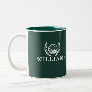 Classic Emerald Green Personalised Name Monogram Two-Tone Coffee Mug
